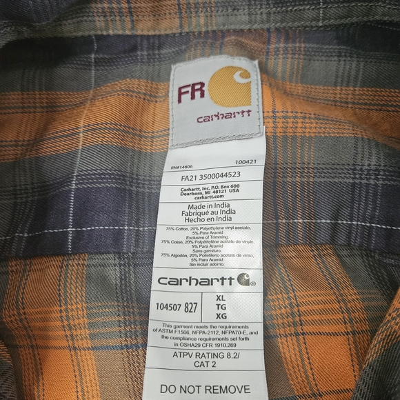 Carhartt Men's Plaid FR CAT 2 Shirt - Picture 5 of 7